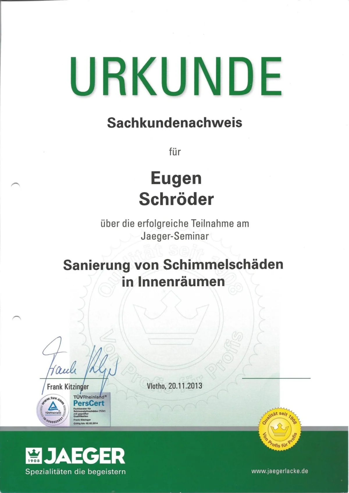 Schimmelschutz Material im Bestand